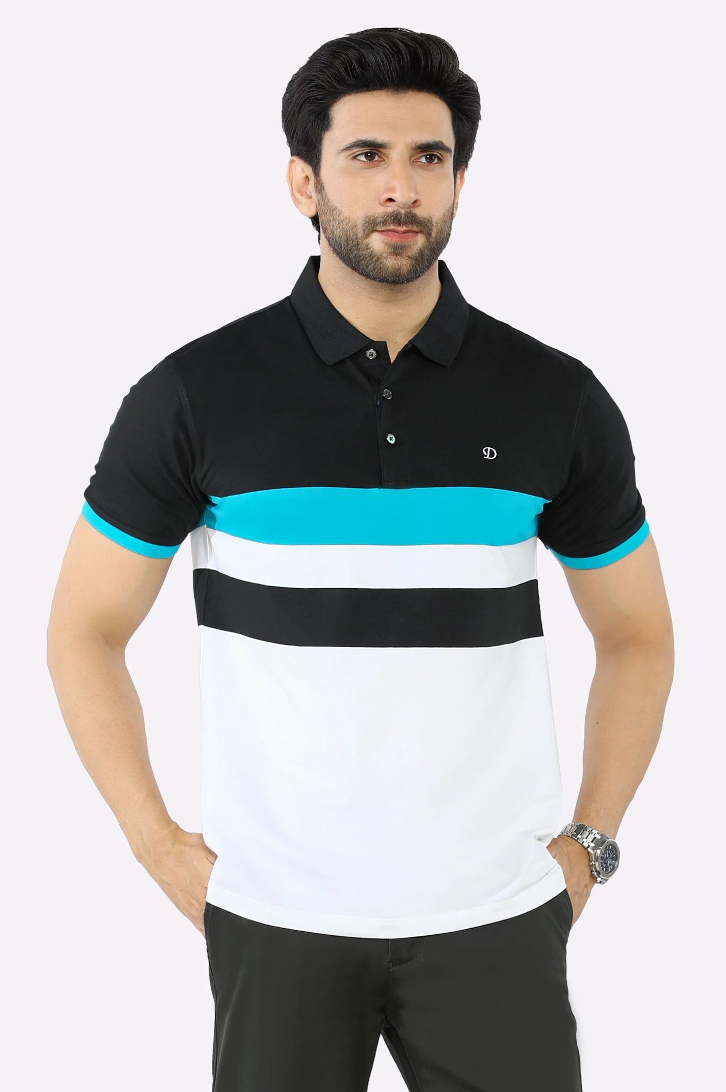 Weekend Discounts to Snag Black Yarn Dyed Polo
