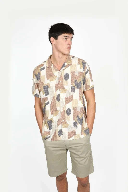 Best Seller Relaxed Fit Shapes Cuban Collar Shirt
