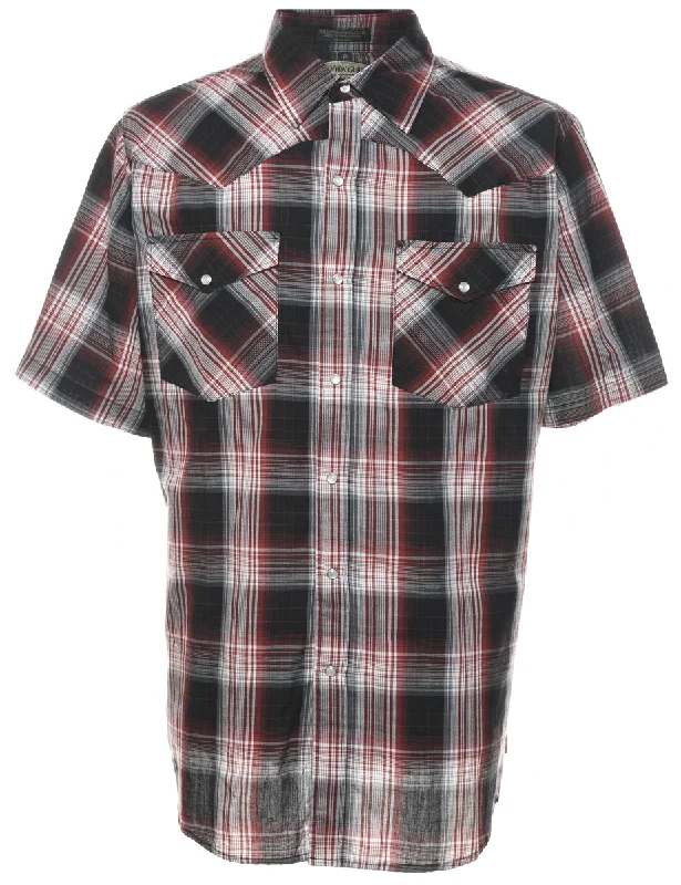 Weekend Specials to Enjoy Short Sleeve Grey & Red Checked Shirt - XL