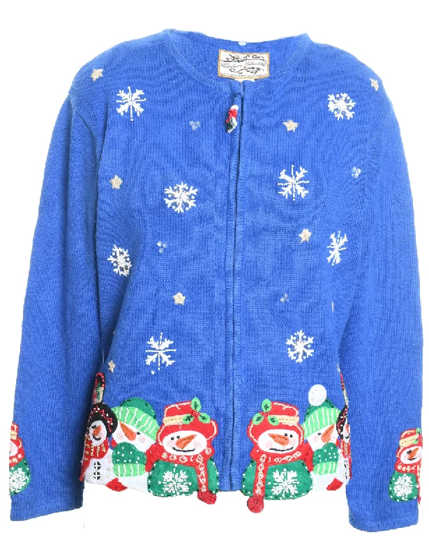 Weekend Savings Spectacular Snowman Christmas Cardigan - M