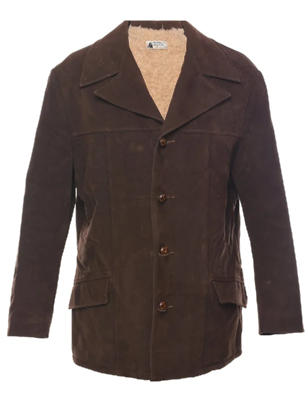 Weekend Discounts to Relish Single Breasted Shearling Suede Jacket - L
