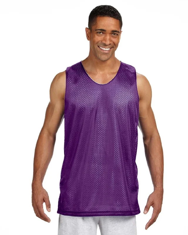 Clearance Sale A4 Men's Reversible Mesh Tank | Purple/ White
