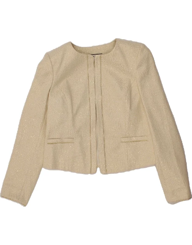 Top Pick NAF NAF Womens Abstract Pattern Crop Blazer Jacket IT 44 Medium Beige