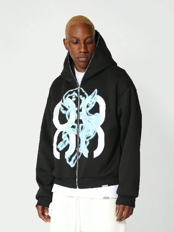 The Best Deal Zip Through Hoodie With Front Graphic Print