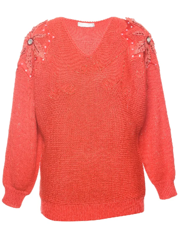 Early Access Sequined Red Jumper - L
