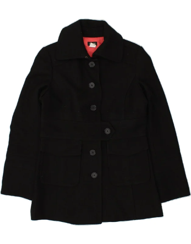 Weekend Discounts to Indulge In J. CREW Womens Overcoat UK 8 Small Black Wool