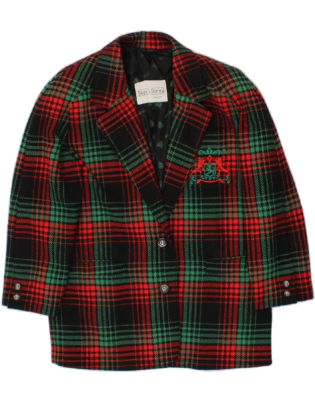 One-Day Only VINTAGE Womens Overcoat IT 42 Medium Red Check Wool