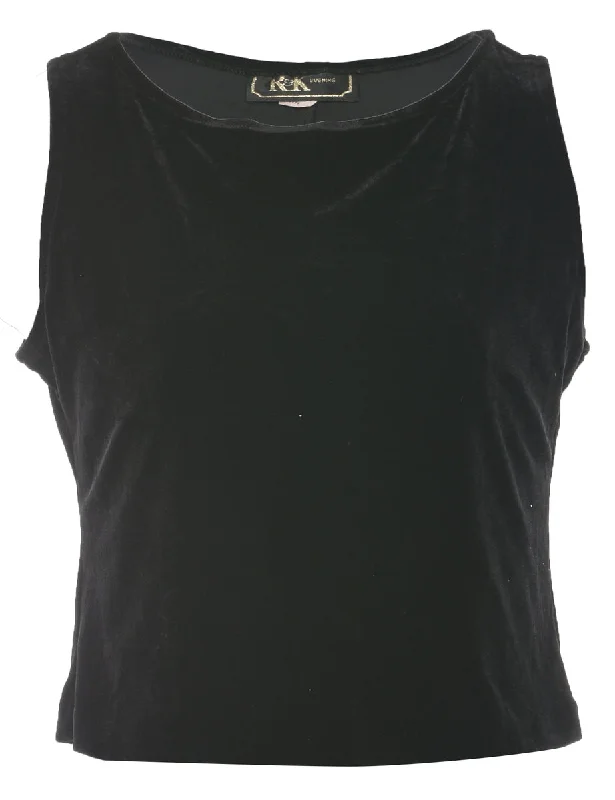 Act Fast Sleeveless Velvet Fabric Evening Top - M