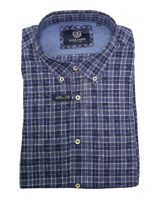 Low Cost Long Sleeved Buttondown Navy Shirt
