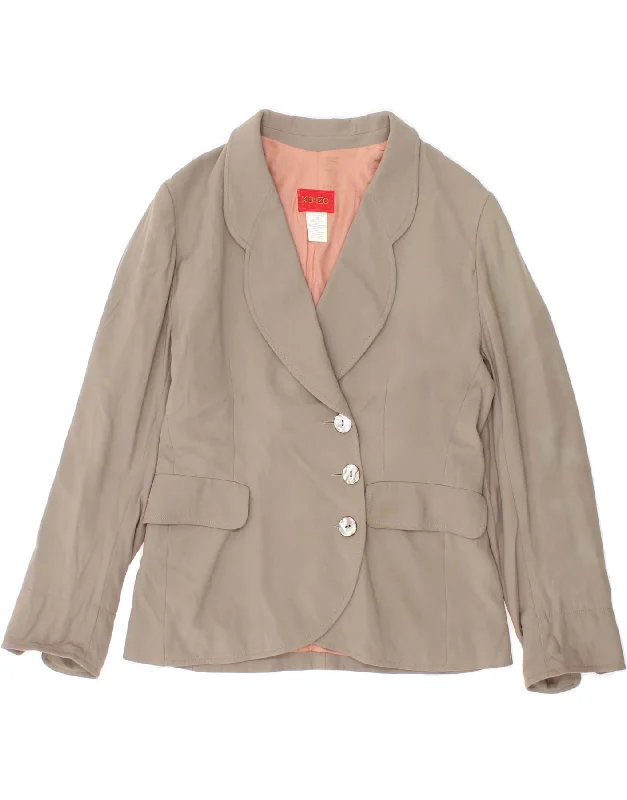 Super Sale KENZO Womens 3 Button Blazer Jacket UK 12 Medium Khaki Tie Dye Wool
