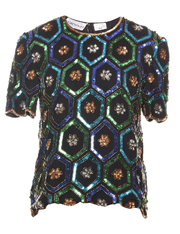 While Supplies Last Sequined Mult-Colour Evening Top - M