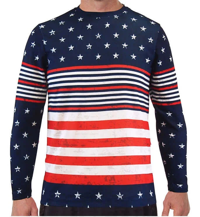 Limited Offer Men's Patriotic Dri Fit UPF50 Long Sleeve T-Shirt