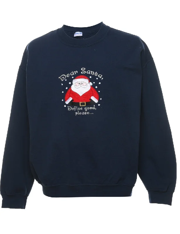 Weekend Wonders Await! Santa Claus Christmas Sweatshirt - L