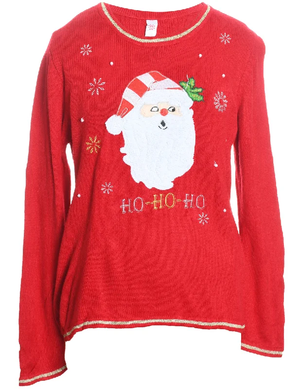 Act Now Santa Claus Christmas Jumper - L