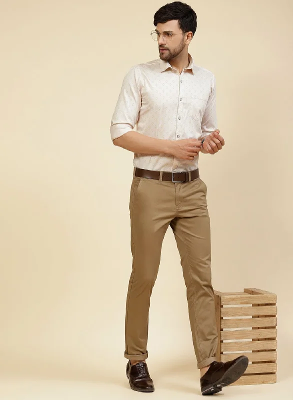 Weekend Discounts to Enjoy Men Beige Printed Shirt