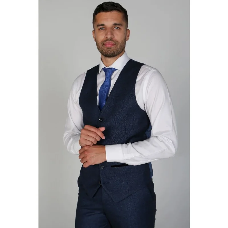 Take Action Arthur - Men's Birdseye Navy Waistcoat