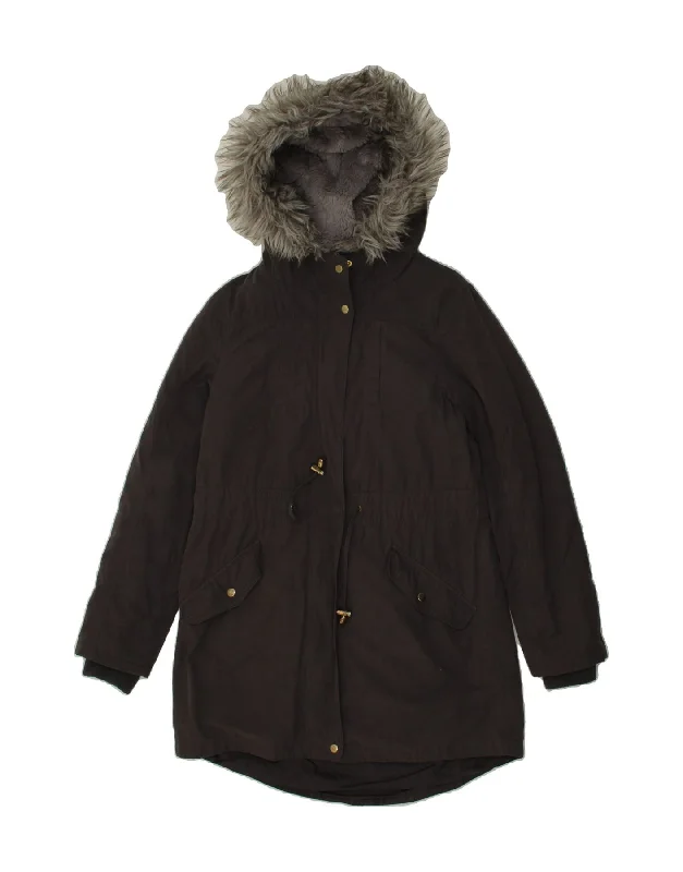 Deep Savings OASIS Womens Hooded Parka Jacket UK 6 XS Black Polyester