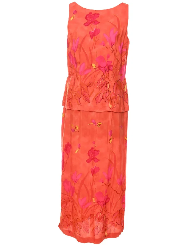 Steal Deal Sleeveless Floral Print Maxi Dress - M