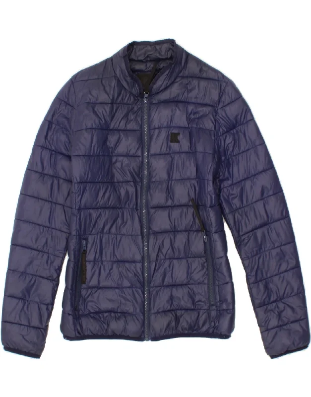 Year-End Clearance KARL LAGERFELD Womens Padded Jacket UK 10 Small Navy Blue Nylon
