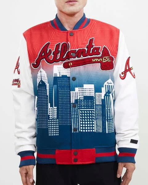 Epic Value MLB ATLANTA BRAVES REMIX VARSITY MEN'S JACKET (MIDNIGHT NAVY/WHITE)