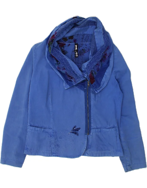 Weekend Deals to Make You Happy DESIGUAL Womens Full Zip Blazer Jacket EU 44 XL Blue Weekend Deals to Make You Happy DESIGUAL Womens Full Zip Blazer Jacket EU 44 XL Blue