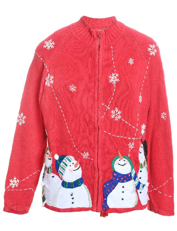 Weekend Offers That Shine Snowman Christmas Cardigan - M