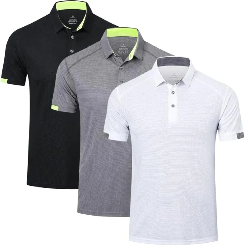 Savings Soar This Weekend 3-Pack: Men's Short Sleeve Breathable Quick Dry Golf Polo Shirts