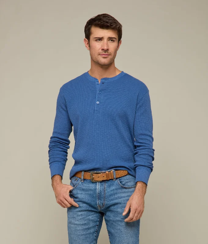 Weekend Special Waffle Henley :: Heathered Indigo