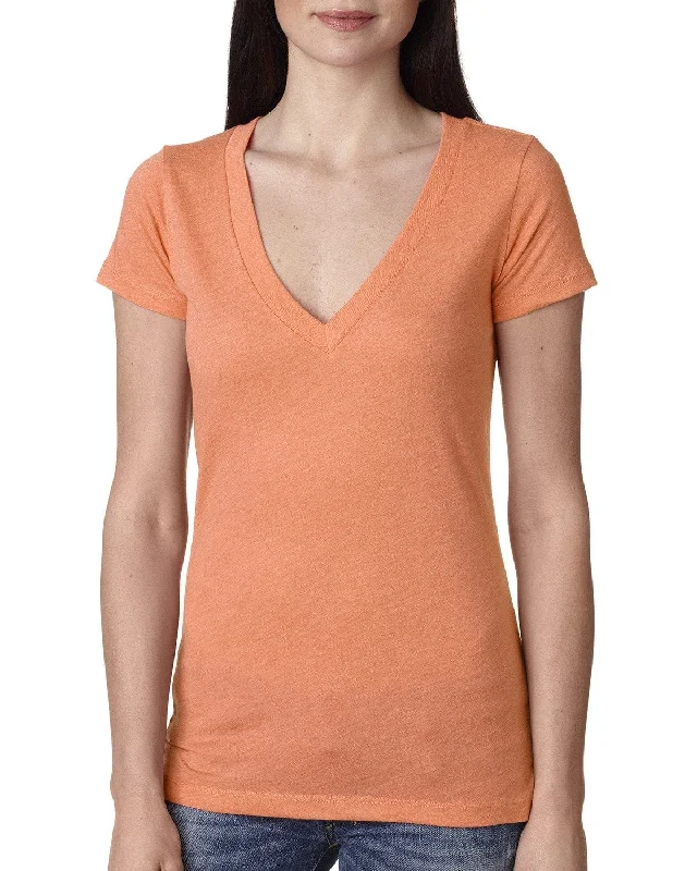 Weekend Shopping Bliss Next Level Ladies Triblend Deep-V Tee | Vin Light Orang