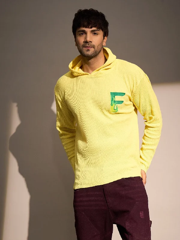 Big Deal Lemon Waffle Raw Edge Monogram Hoodie