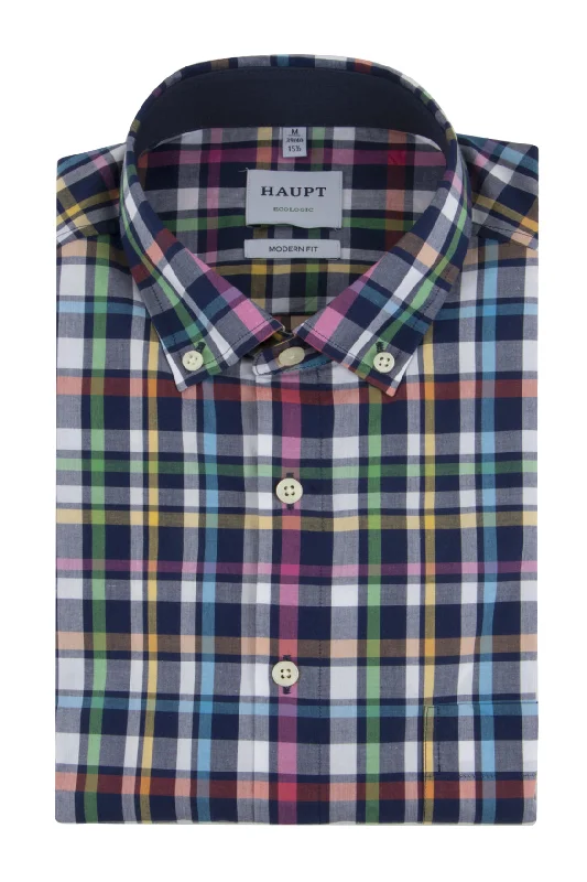 While Supplies Last Haupt Modern Fit Short Sleeve Shirt Royal Check