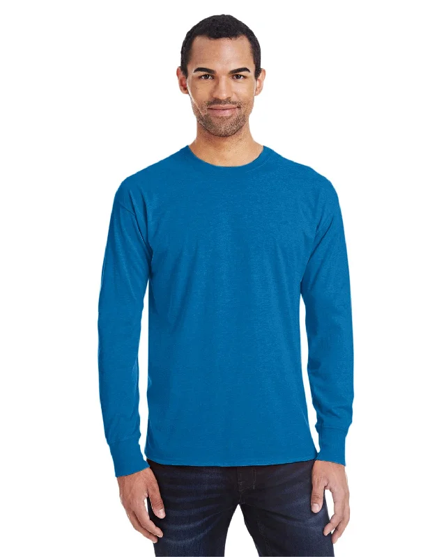 Weekend Savings Galore Hanes Mens X-Temp Long Sleeve T-Shirt | Neon Bl Heather