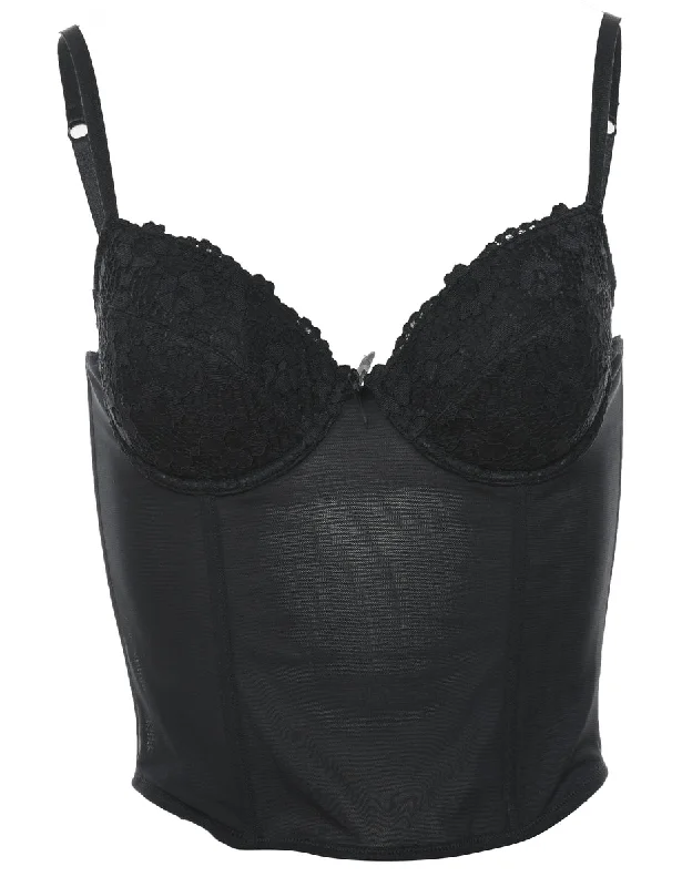 Savings Galore Sheer Black Bustier Top - S