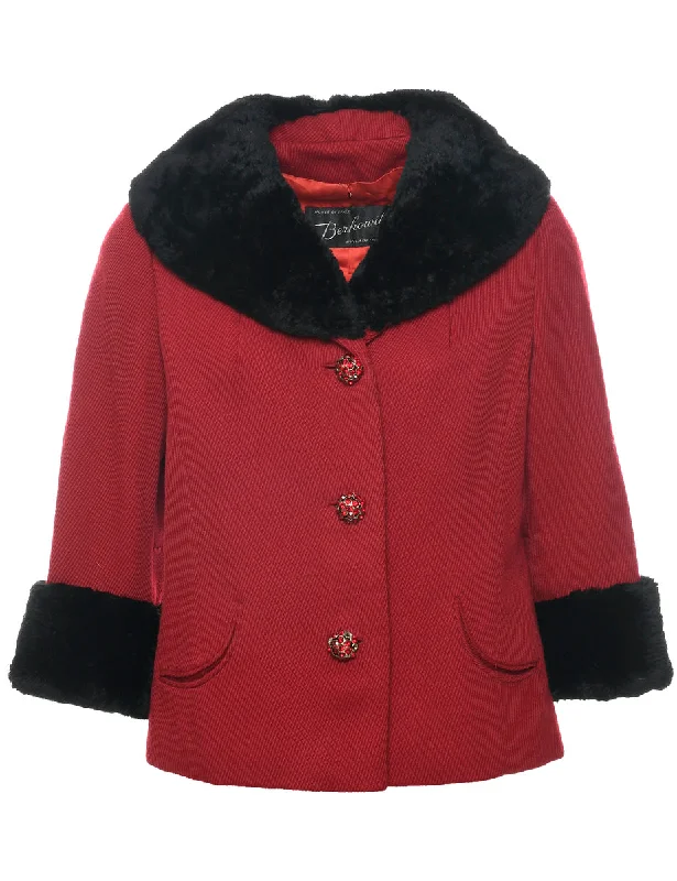 Exclusive Weekend Offers Inside Single Breasted Fur Collar Coat - M