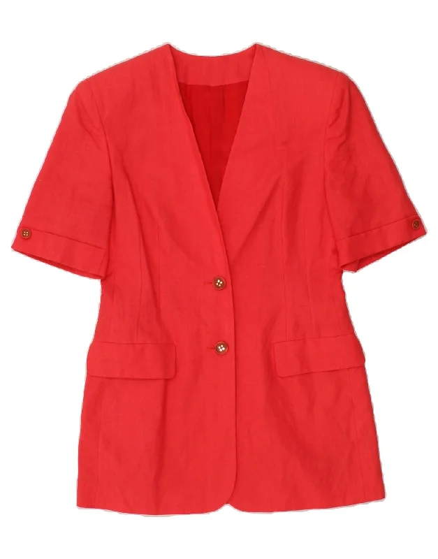 Weekend Deal VINTAGE Womens 2 Button Short Sleeve Blazer Jacket UK 12 Medium Red