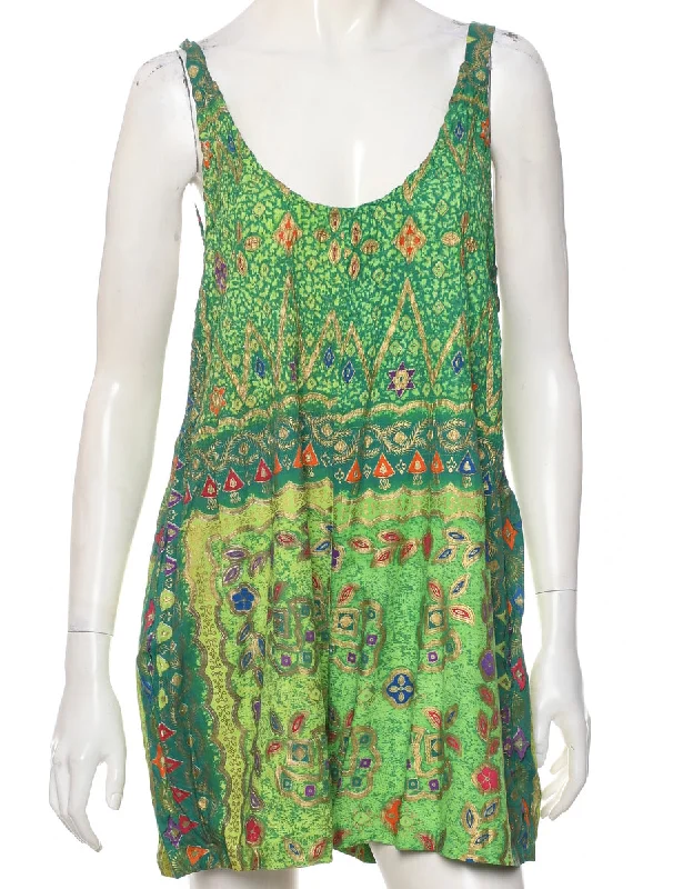 Stock Up Sleeveless Green Playsuit - L