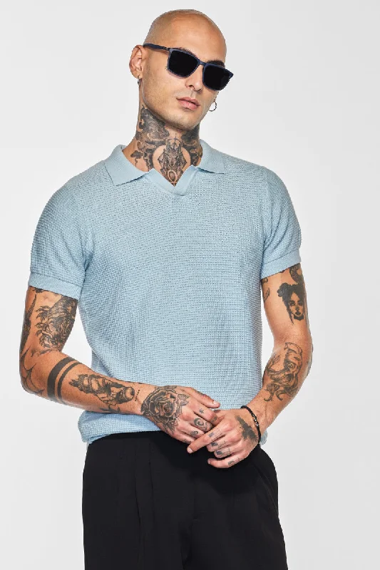 Special Offer Core Lab Light Blue Textured Polo T-Shirt