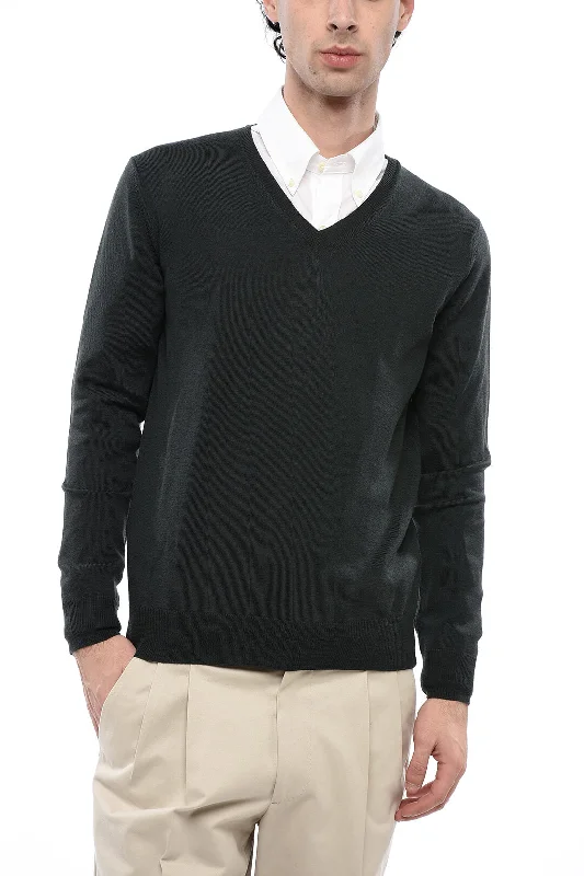 Weekend Offers That Shine Corneliani Virgin Wool V-Neckline Sweater
