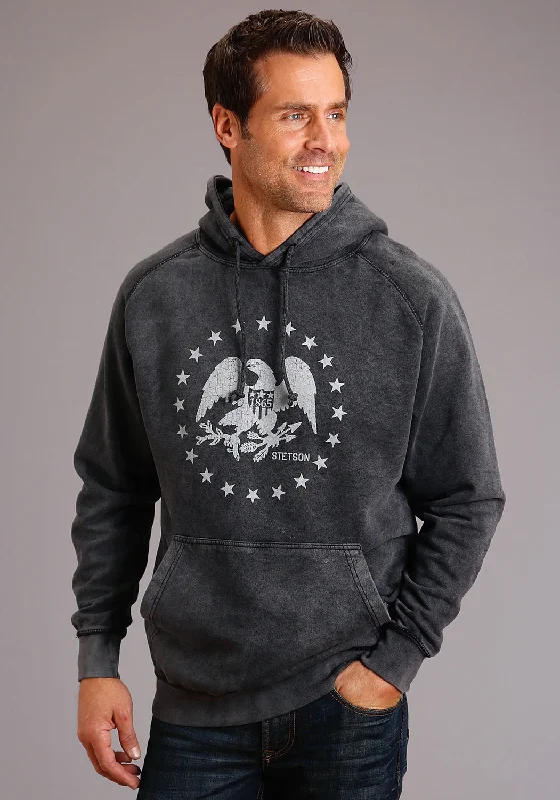 Weekend Savings Extravaganza Stetson Mens Washed Black Cotton Blend Eagle and Star Hoodie Weekend Savings Extravaganza Stetson Mens Washed Black Cotton Blend Eagle and Star Hoodie