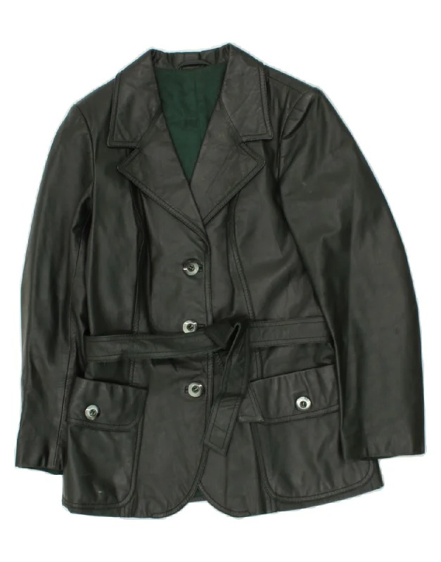 Crazy Deal VINTAGE Womens Leather Jacket UK 8 Small Green
