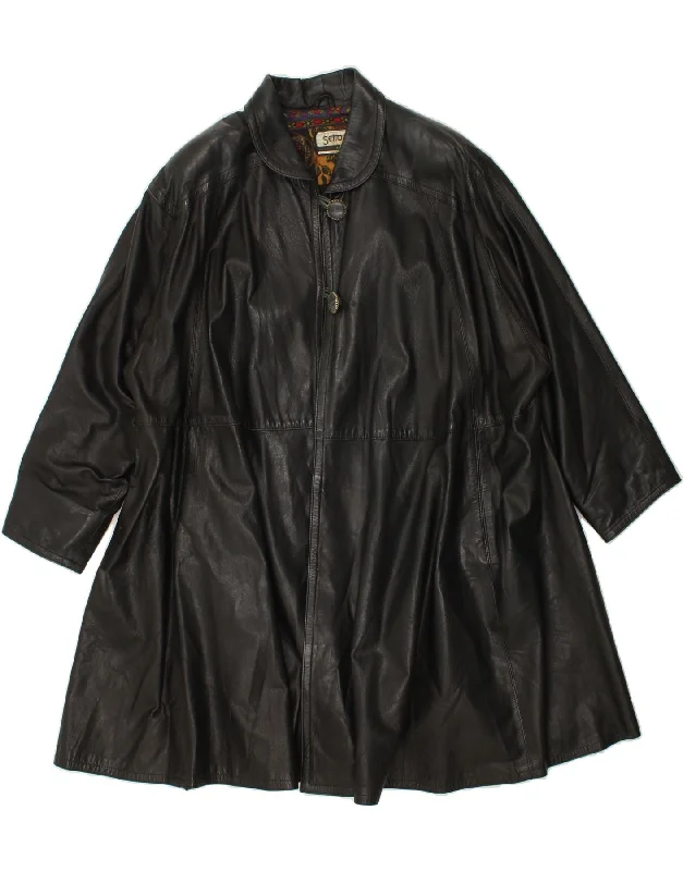 Weekend Price Cuts Galore VINTAGE Womens Oversized Leather Coat UK 14 Medium Black Leather Weekend Price Cuts Galore VINTAGE Womens Oversized Leather Coat UK 14 Medium Black Leather