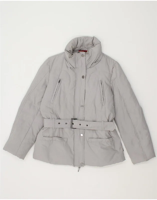 Stock Up KAPPA Womens Padded Jacket UK 14 Medium Grey Cotton