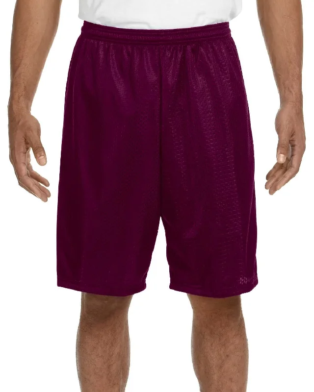 Fantastic Savings A4 Adult Nine Inch Inseam Mesh Shorts | Maroon