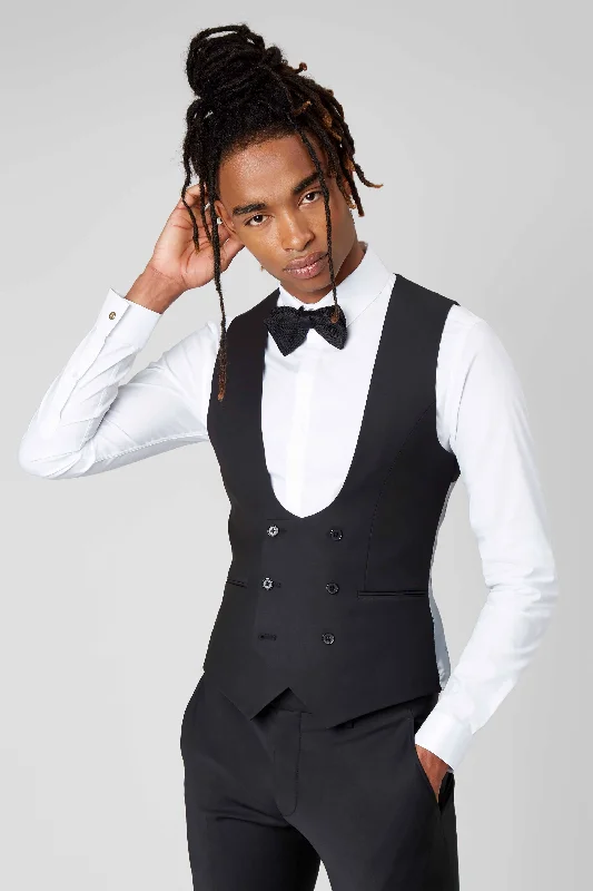 Weekend Offers That Excite Ellroy Skinny Fit Black Wool Waistcoat