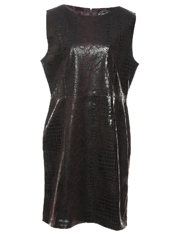 Half Price Snakeskin Finish Dark Brown Dress - M