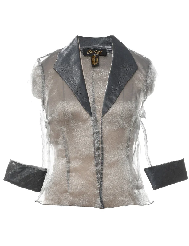 Celebrate the Weekend with Discounts Sheer Silver Effect Evening Jacket - M