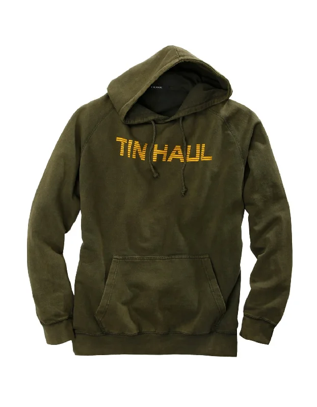 Daily Special Tin Haul Mens Olive 100% Cotton Wording in Gold Hoodie