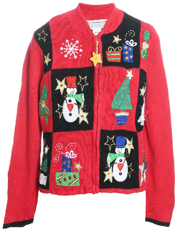 Weekend Offers That Impress Snowman Christmas Cardigan - M