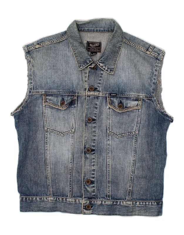 Epic Value GAS Womens Street Mood Denim Gilet UK 16 Large Blue Cotton