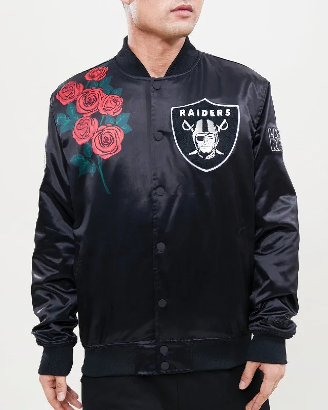 Exclusive Offer NFL LAS VEGAS RAIDERS ROSE MEN'S SATIN JACKET (BLACK)